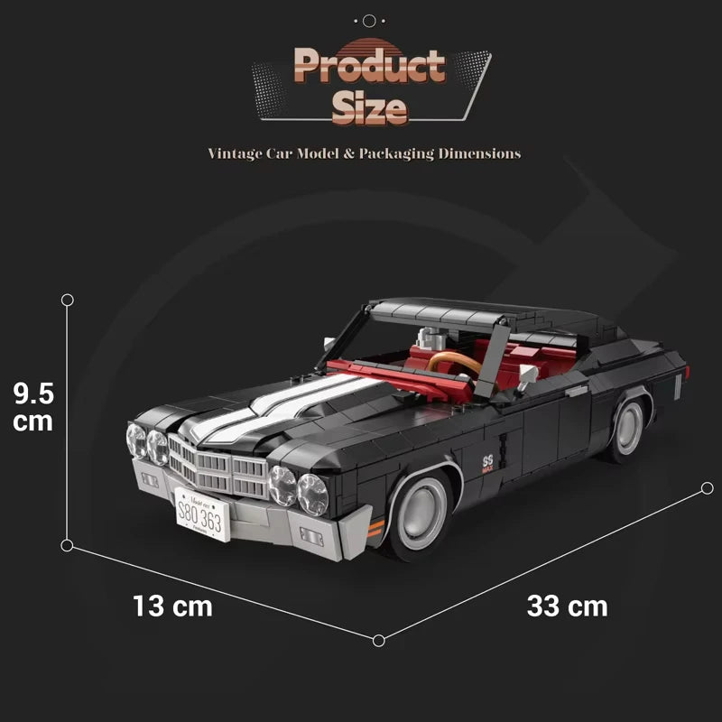 1038Pcs MOC Technical Retro Sports Car Building Blocks Set