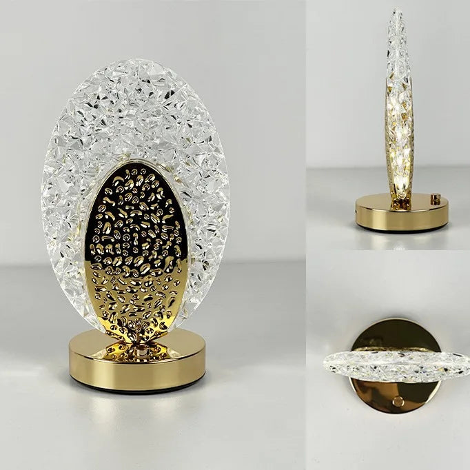 Stylish Modern Crystal Table Lamp with Touch Control & USB Charging
