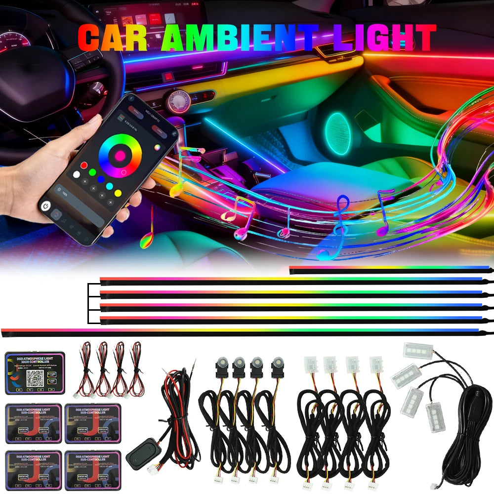 App-Controlled RGB LED Strip Lights for Car Interiors