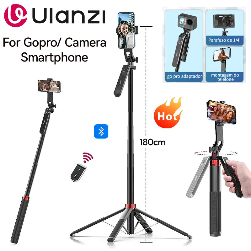Ulanzi MA09 1.8m Selfie Stick Tripod with Remote for Smartphones