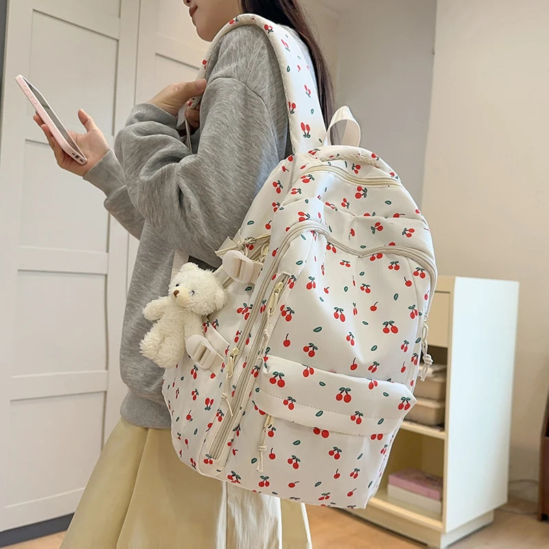 Floral Aesthetic Backpack - Casual Travel Daypack for Girls & Teens