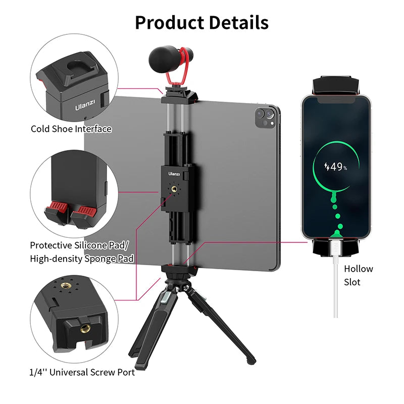 Ulanzi ST-29 Universal Tripod Mount for Tablet & Phone - Versatile Shooting