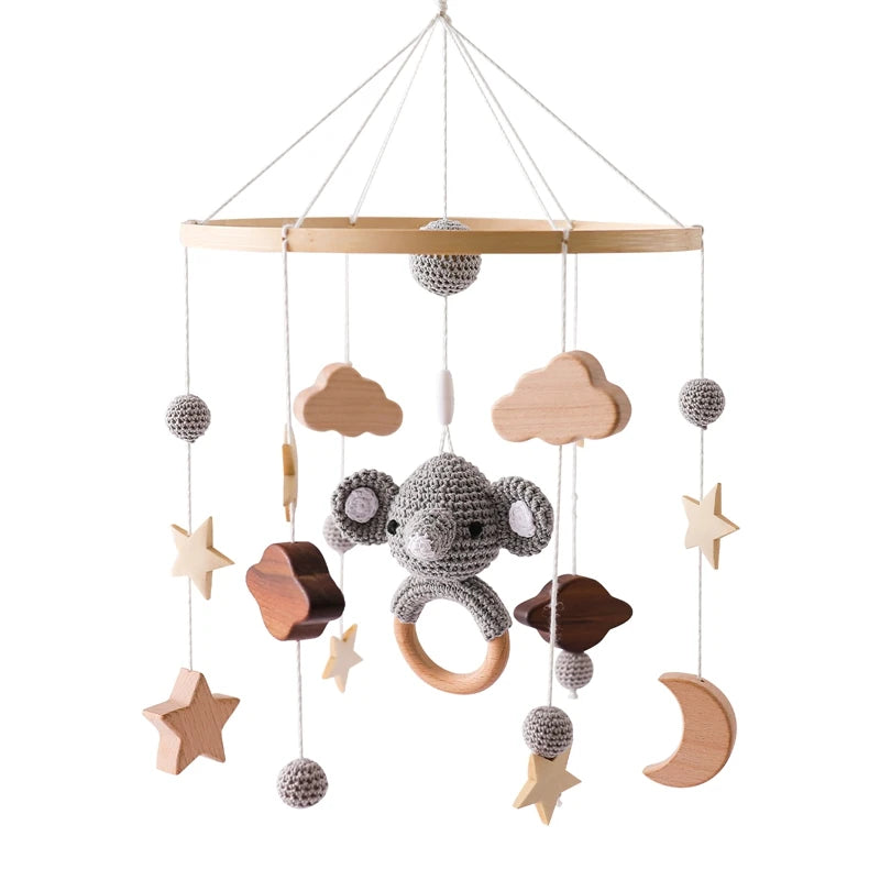 Wooden Baby Crib Mobile with Musical Rattle - Perfect Infant Toy