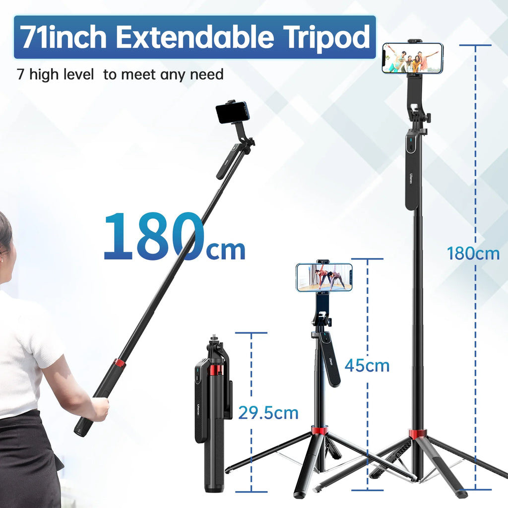 Ulanzi MA09 1.8m Selfie Stick Tripod with Remote for Smartphones