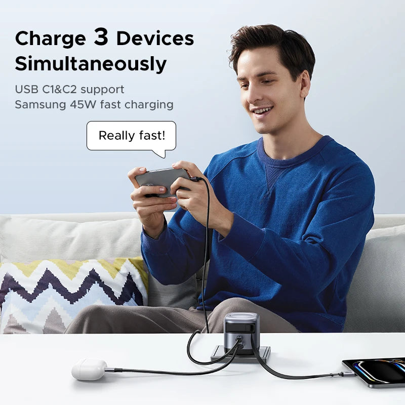 UGREEN 45W GaN Fast Charger with Retractable Cable - Quick & Compact