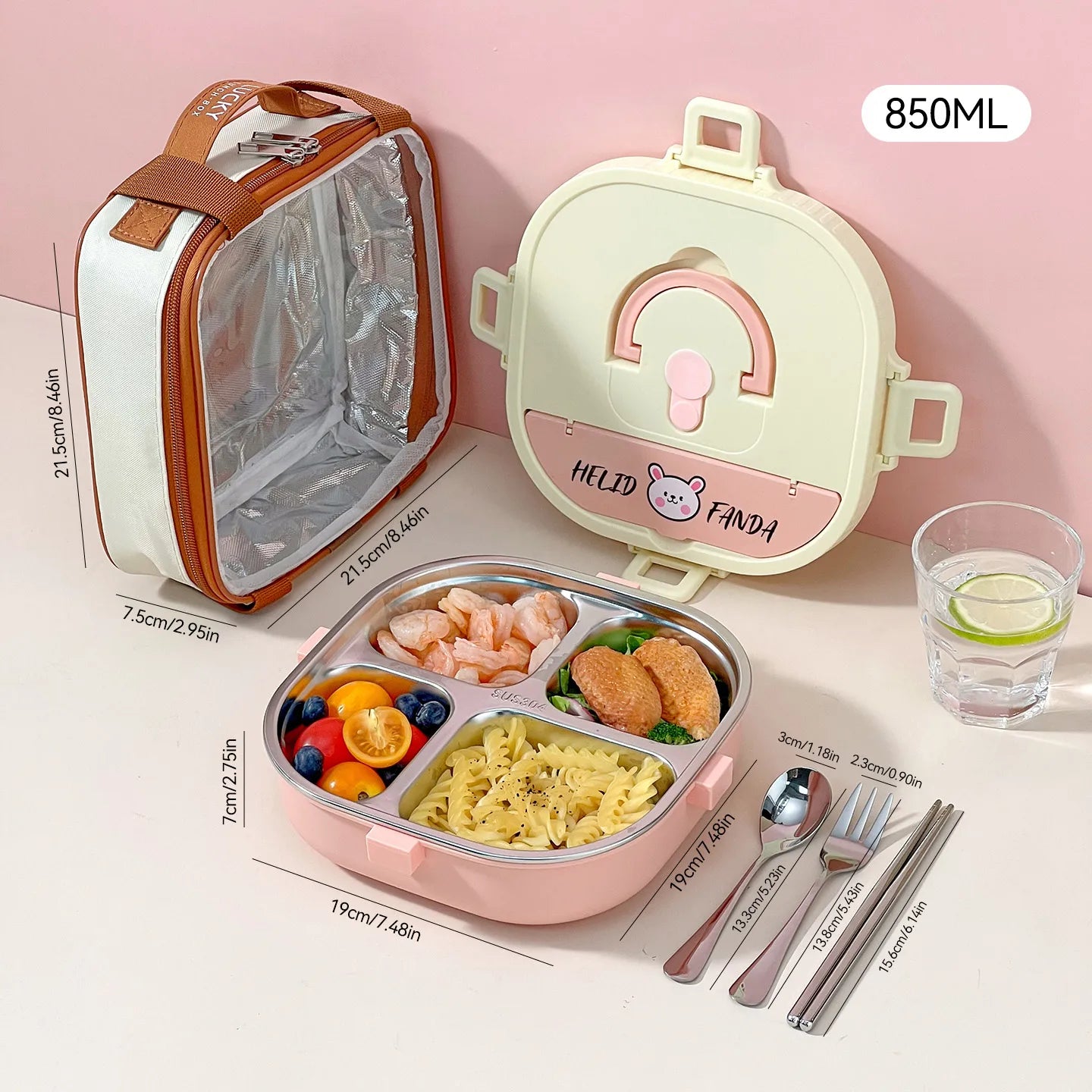 WORTHBUY Microwave Safe 3/4 Compartment Bento Lunch Box