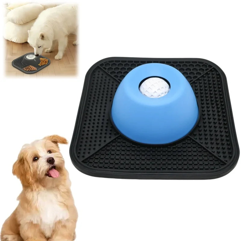 Engaging Slow Feeder Dog Bowl with Interactive Ball & Licking Mat