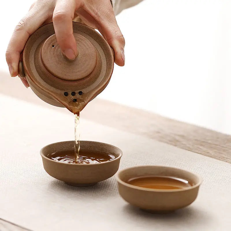 Elegant Chinese Kung Fu Tea Set - 1 Pot & 2 Teacups for Travel