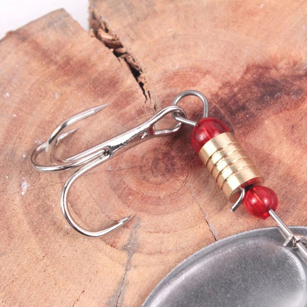 30 Metal Spoon Spinner Fishing Lures with Treble Hooks - Bass & Trout Bait