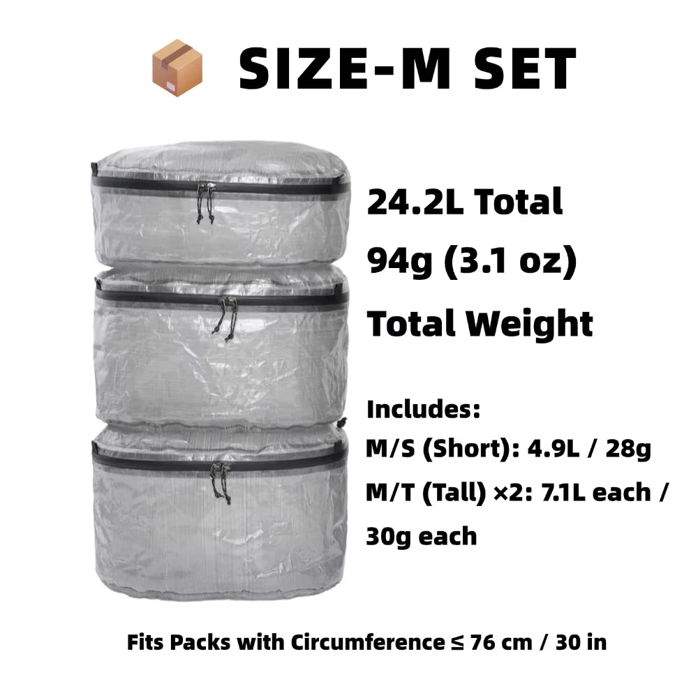 Ultralight Dyneema Packing Pods - Compact Storage for Backpacking