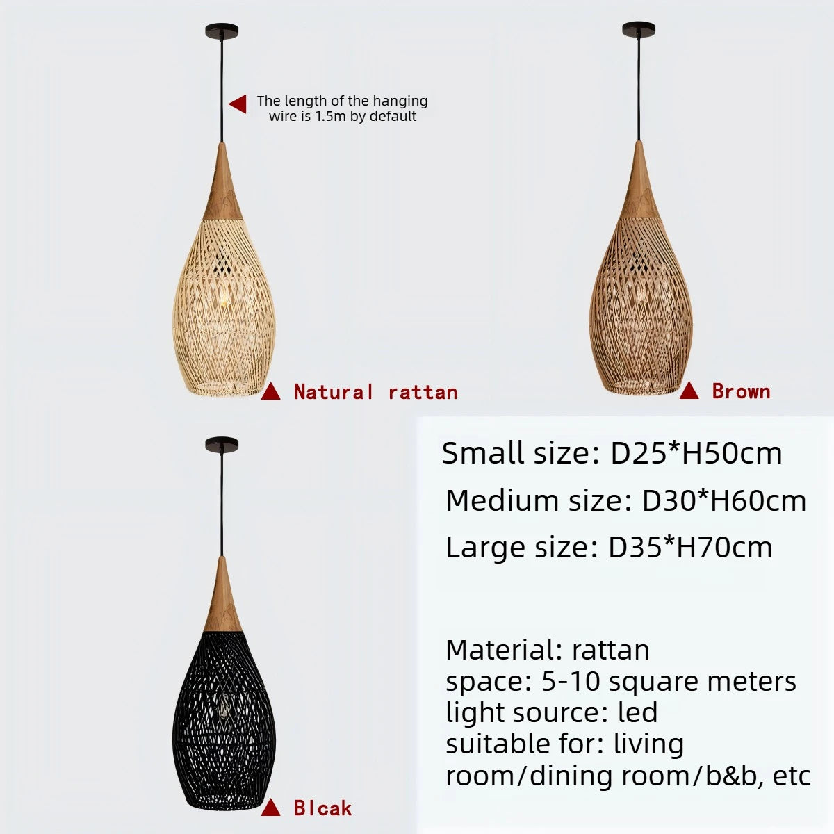 Japanese Wabi-Sabi Hand-Woven Rattan Pendant Light - Boho E27 Lamp