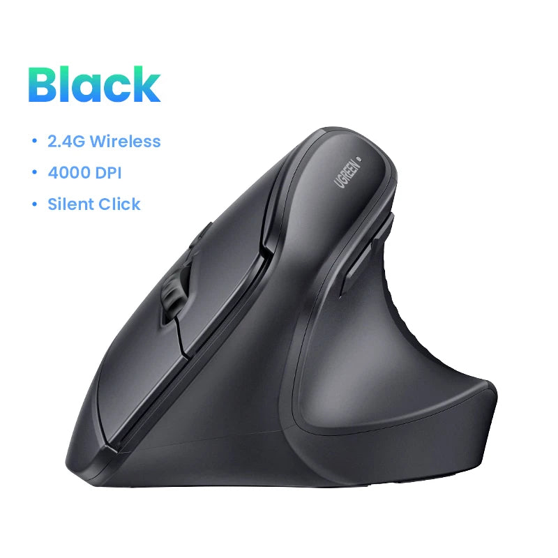 UGREEN Ergonomic Vertical Wireless Mouse - 4000 DPI, Silent Click
