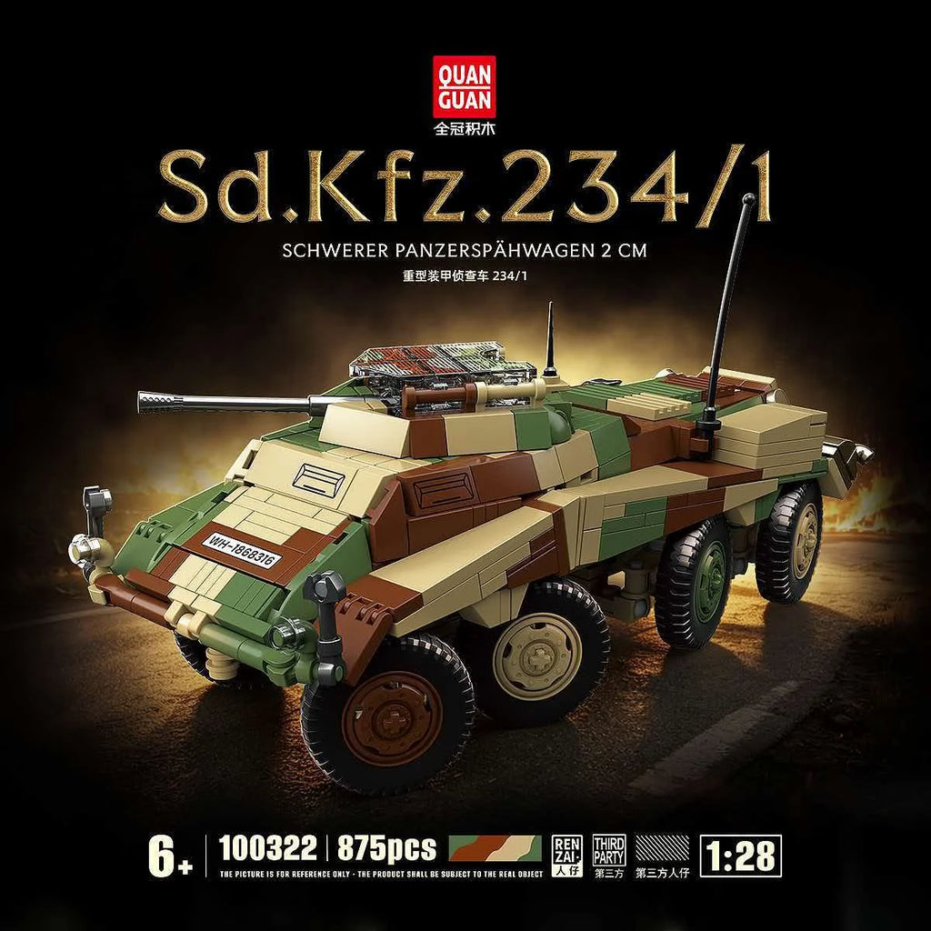 Heavy Armored Building Blocks Vehicle Model for Creative Play