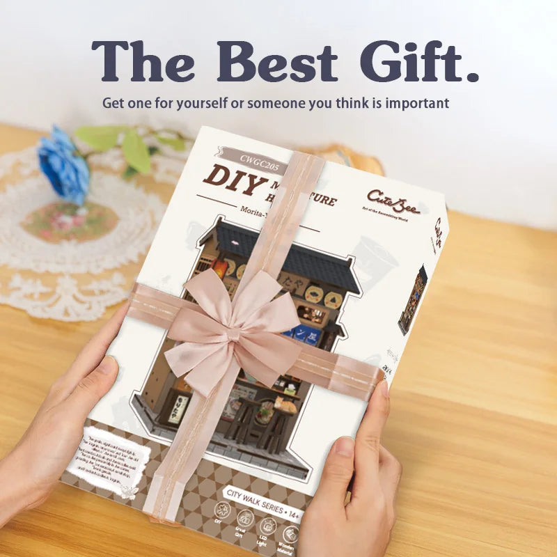 CUTEBEE DIY Book Nook Kit with LED Light - Enchanting Ramen Shop Design