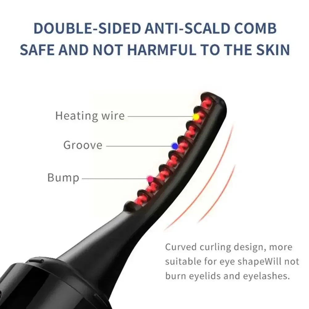 USB Rechargeable Electric Heated Eyelash Curler - 4 Temperature Modes