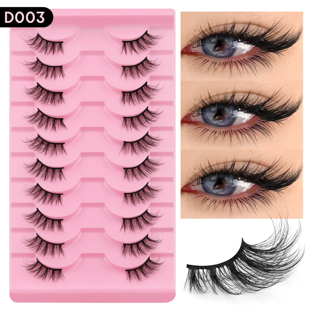 WOSHEER Cat Eye Half Lashes - Soft Wispy Faux Mink Eyelashes