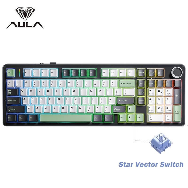 AULA F99 PRO Wireless Mechanical Gaming Keyboard - Tri-Mode, Compact