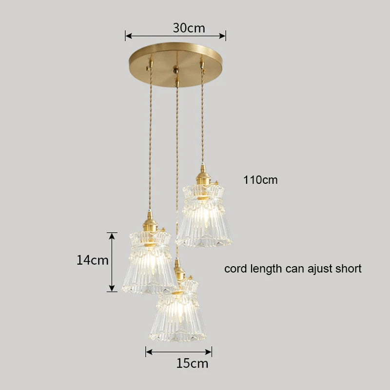 Elegant Copper Glass LED Pendant Lamp for Living Room & Kitchen