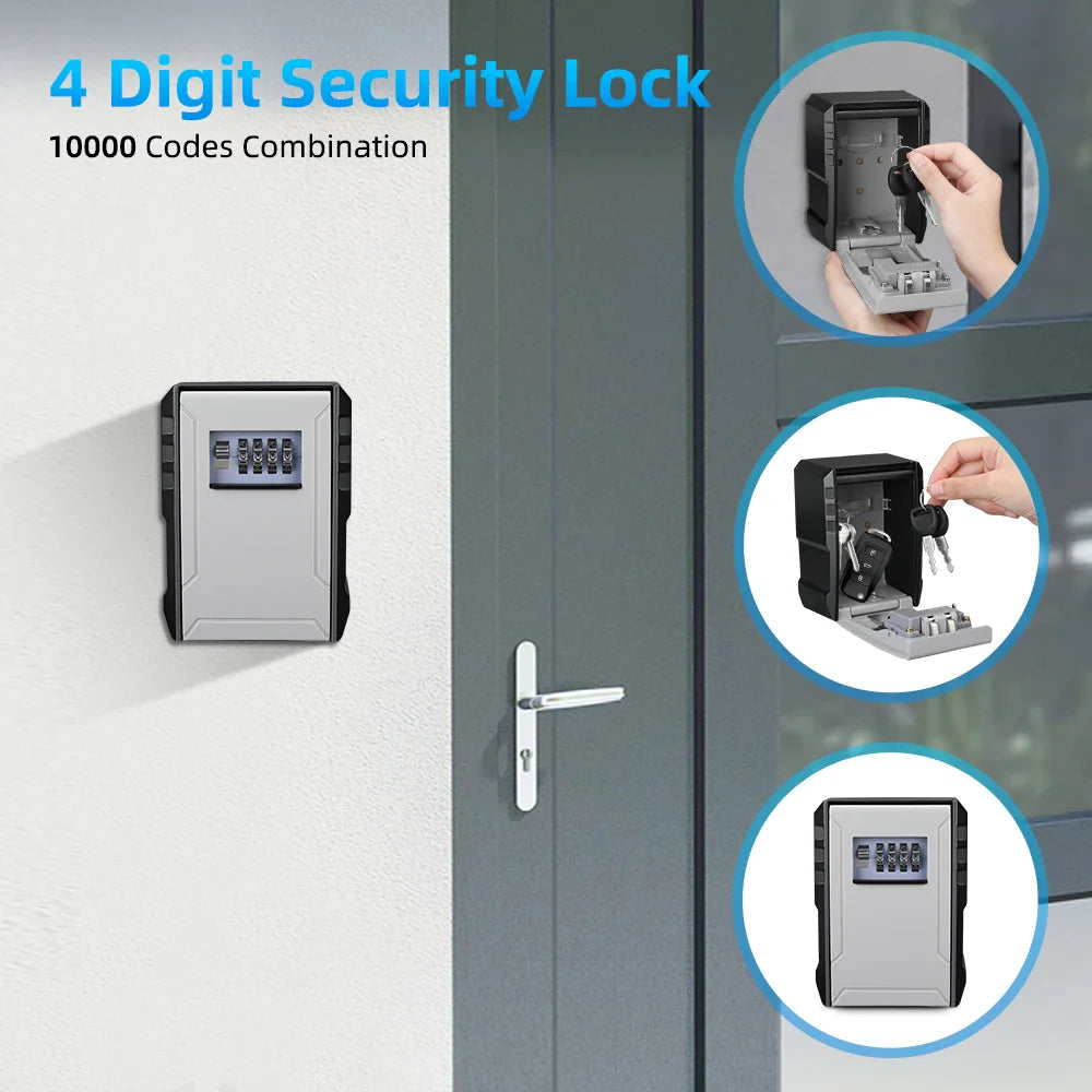 Awapow Wall-Mount Key Box - 4-Digit Lock, Weatherproof & Secure