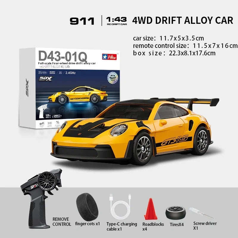 Macro Star D43 RC Drift Car - Eye-Catching Luminous 1:43 Alloy Model