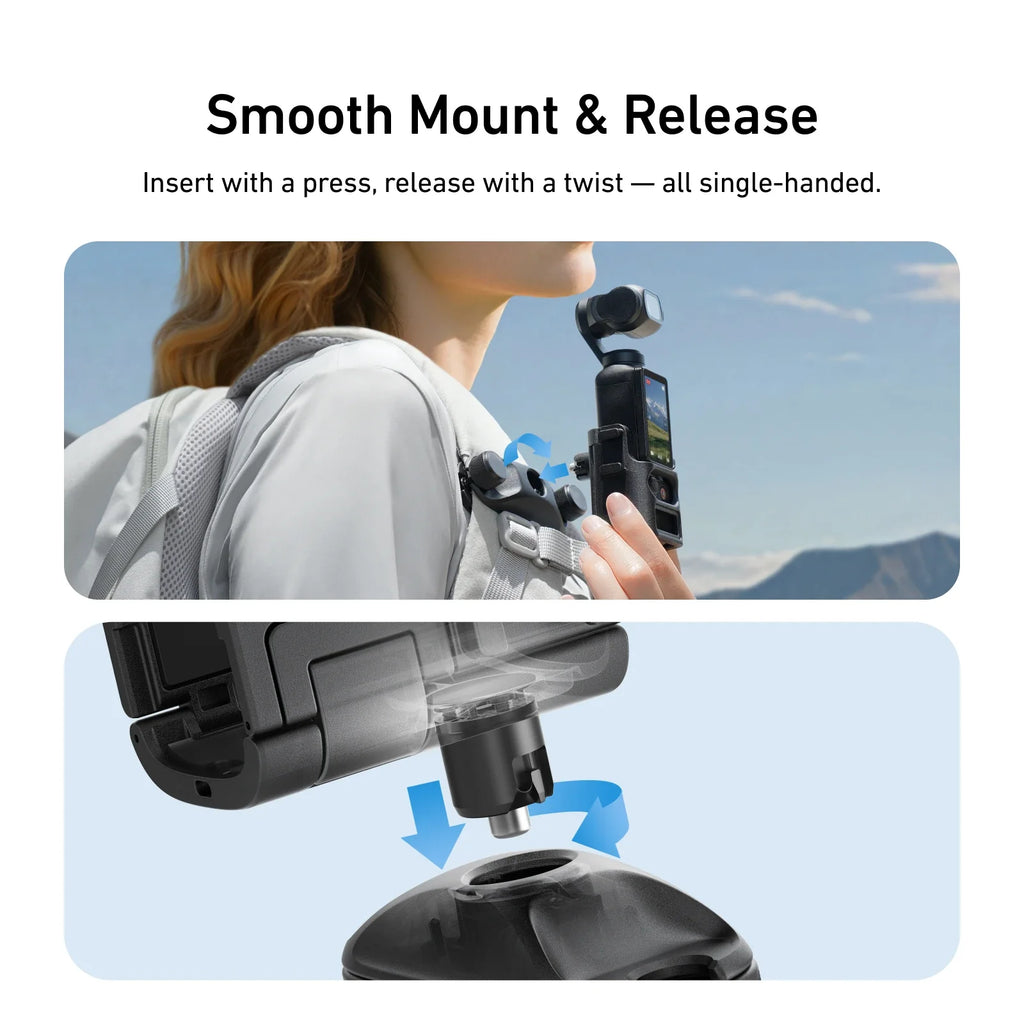 TELESIN Quick-Release Backpack Mount for DJI Pocket 3 - Ultimate Vlogging Tool
