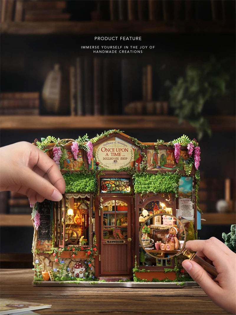 DIY Fairy-Tale Wonderhouse Wooden Miniature Dollhouse Kit with Furniture