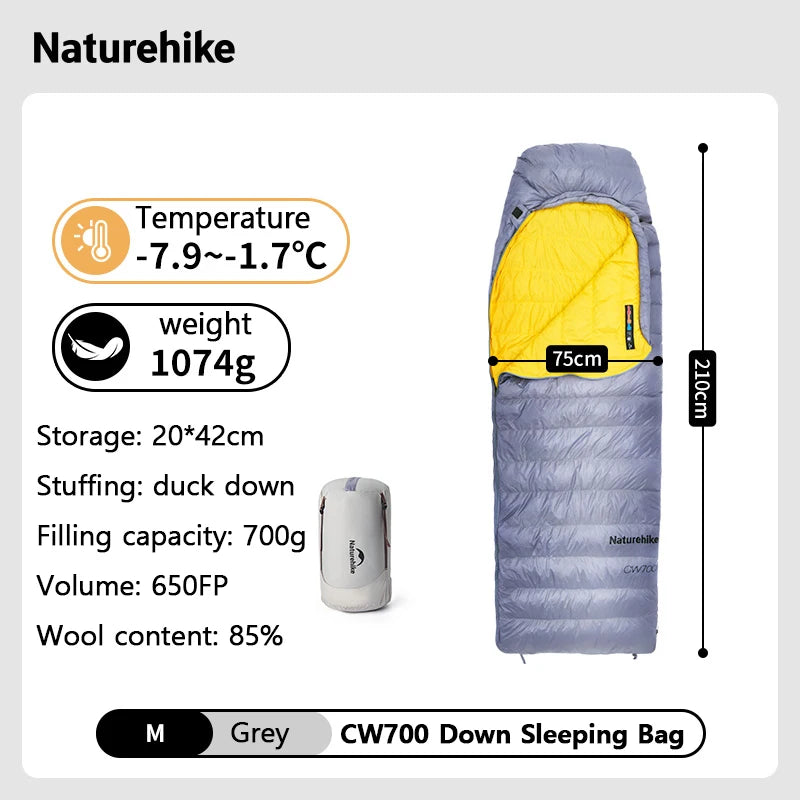 Naturehike Lightweight Duck Down Sleeping Bag for Cold Winter Camping