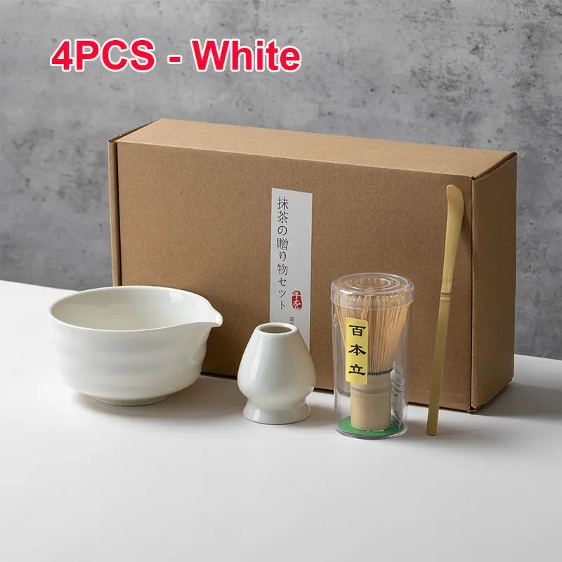 Authentic 4/5/6PCS Matcha Bamboo Whisk & Bowl Set - Perfect Tea Making Tools