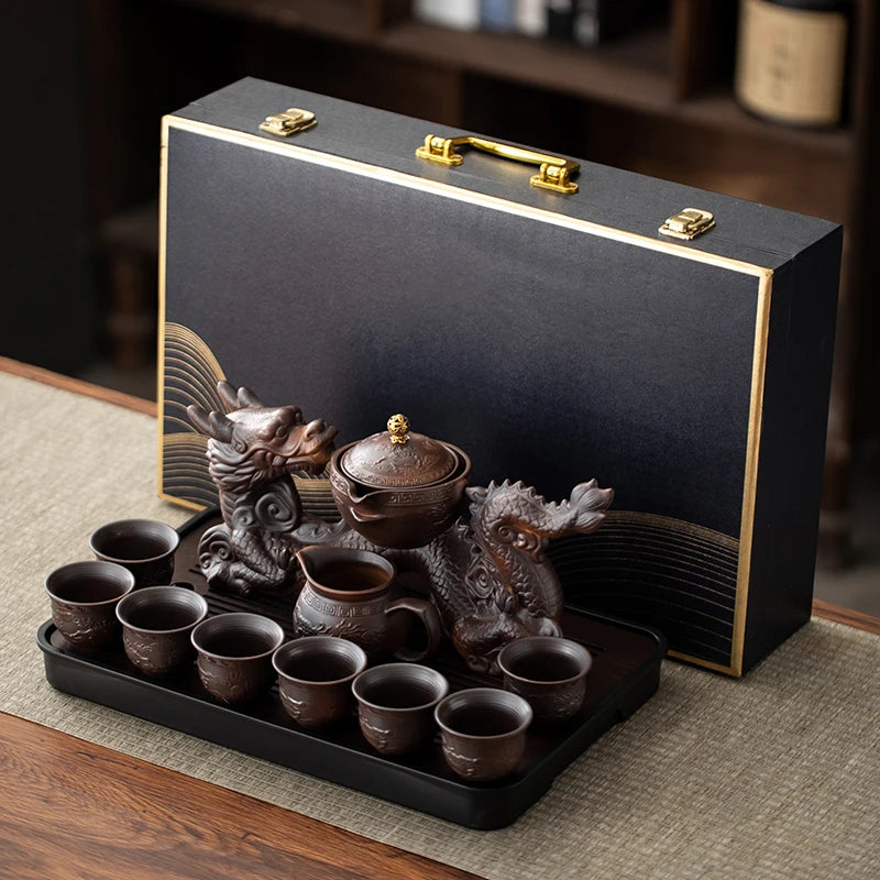 Creative Chinese Kung Fu Tea Set - Semi-Automatic Dragon Teapot