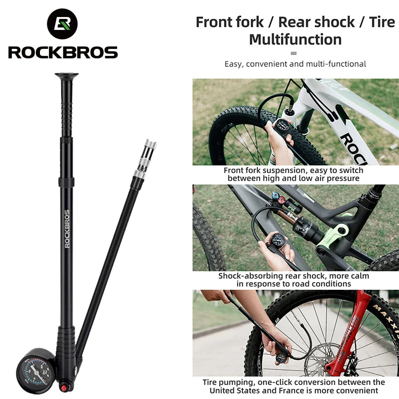 ROCKBROS 300 PSI High-Pressure Bicycle Pump for Quick Inflation
