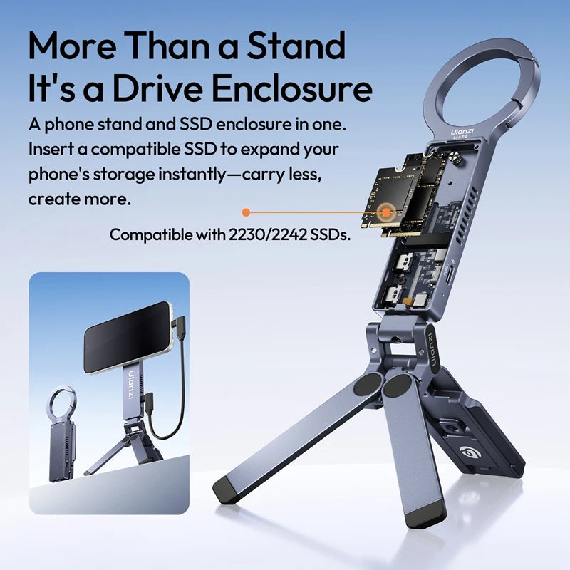 Ulanzi 2-in-1 SSD Enclosure & MagLock Phone Stand for Content Creators