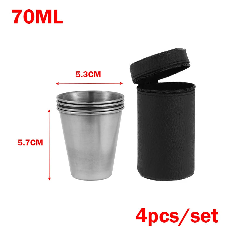 4Pcs Outdoor Stainless Steel Cups - Perfect for Hiking & Camping