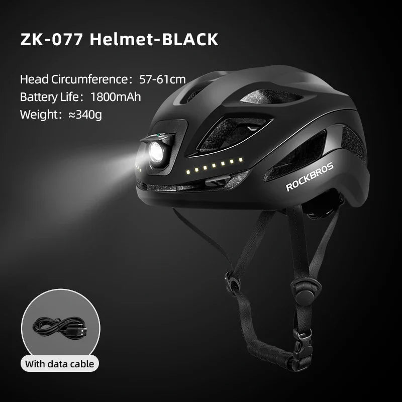 ROCKBROS LED Cycling Helmet - Adjustable & Safe for Night Rides