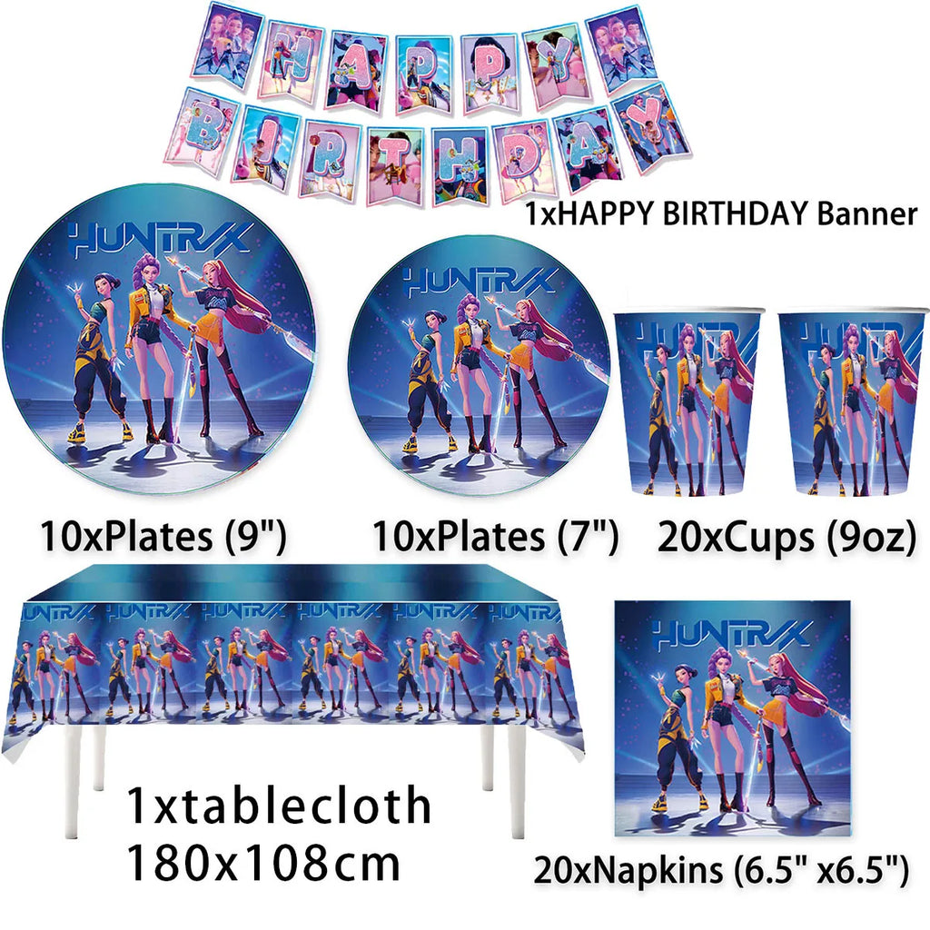 K-Pop Demon Hunters Birthday Party Supplies - Plates, Cups, Napkins & Decor