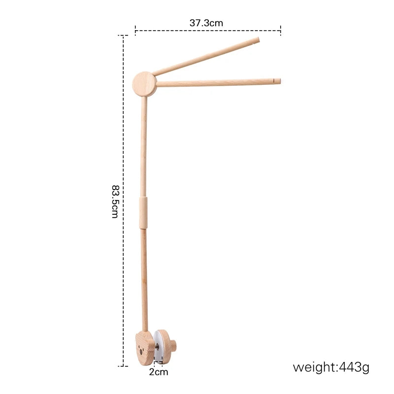 Wooden Baby Crib Mobile with Musical Rattle - Perfect Infant Toy