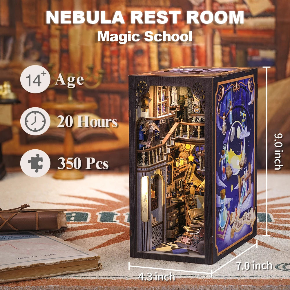 CUTEBEE Book Nook Miniature Dollhouse Kit - DIY Touch Light Decor