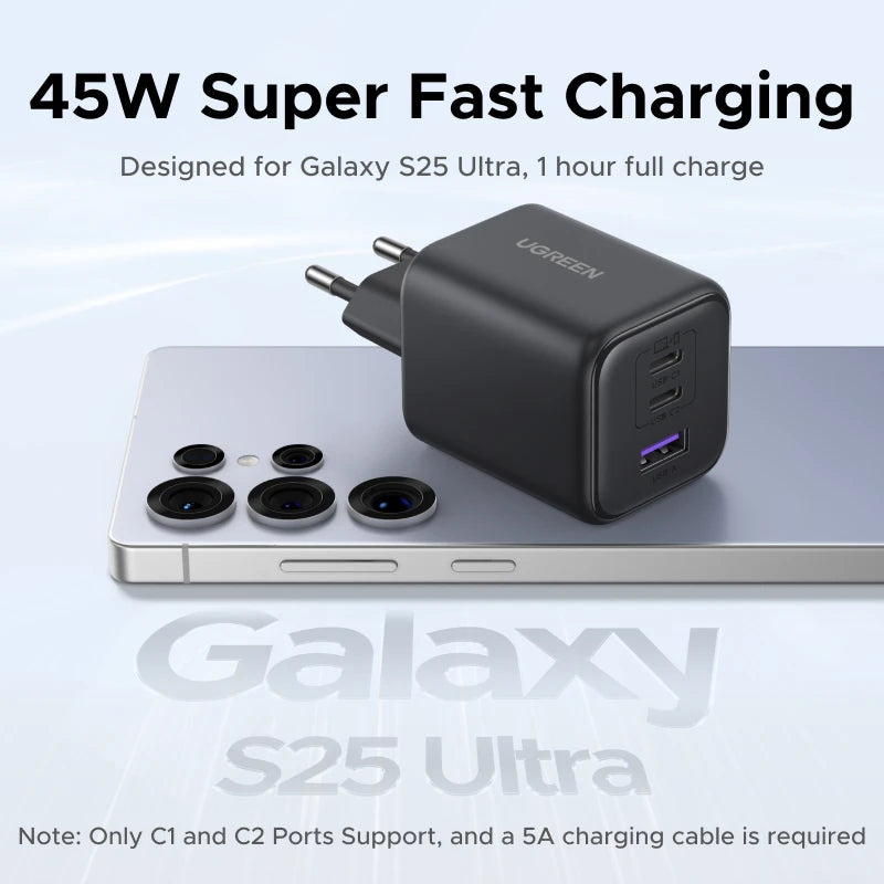 UGREEN 45W GaN USB-C Fast Charger - Rapid & Universal Compatibility