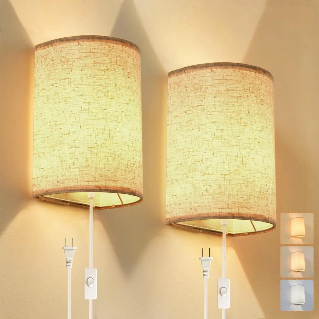Stylish Plug-In Wall Lamp Set with Adjustable Color Temperature