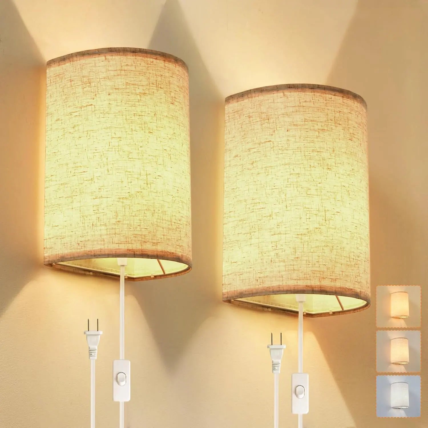 Stylish Plug-In Wall Lamp Set with Adjustable Color Temperature