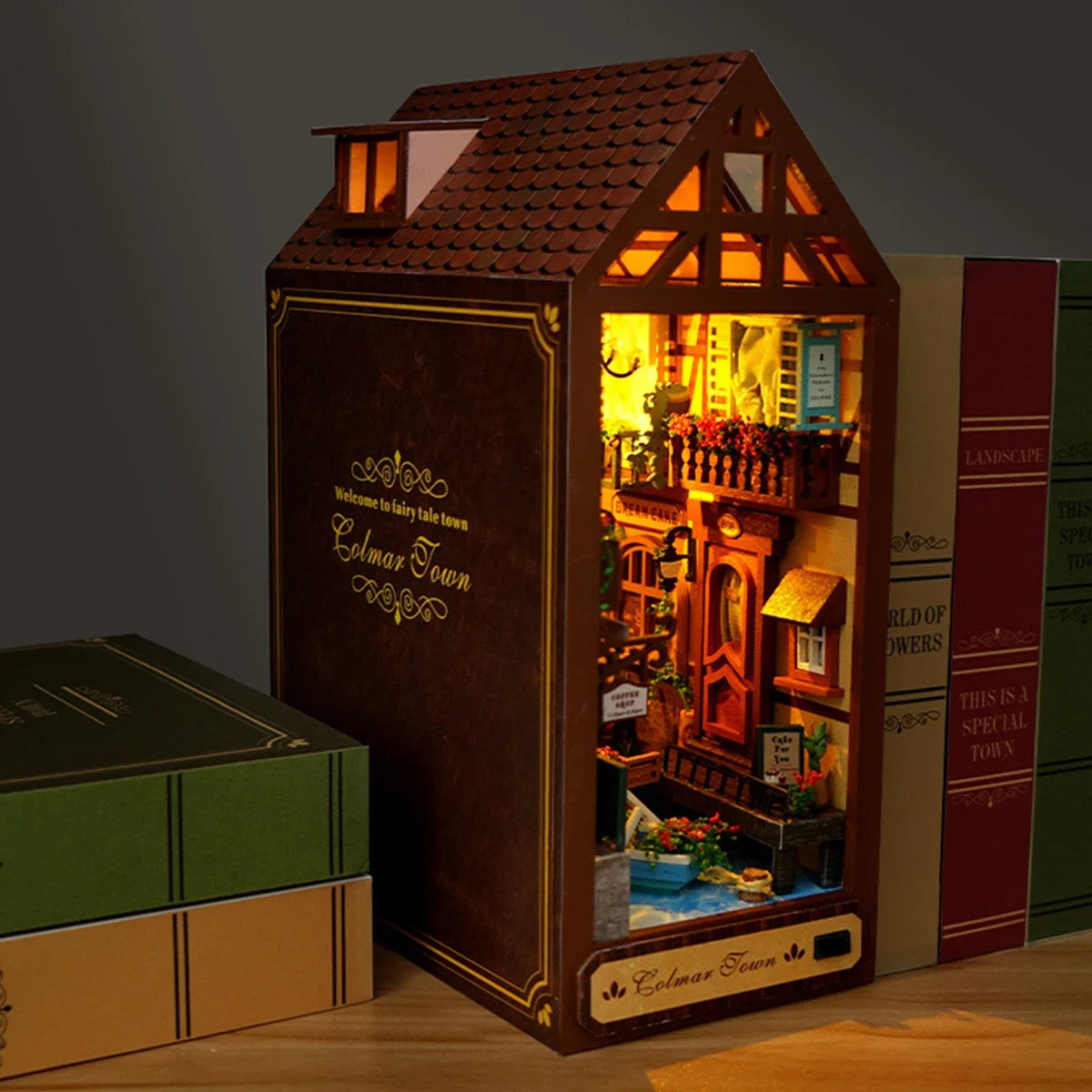 DIY Miniature Book Nook Kit - 3D Wooden Shelf Insert for Adults