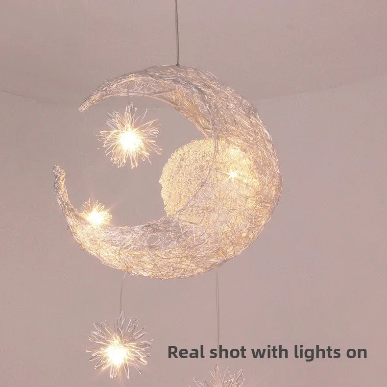 Nordic Star Moon LED Night Light Pendant Lamp for Kids Room