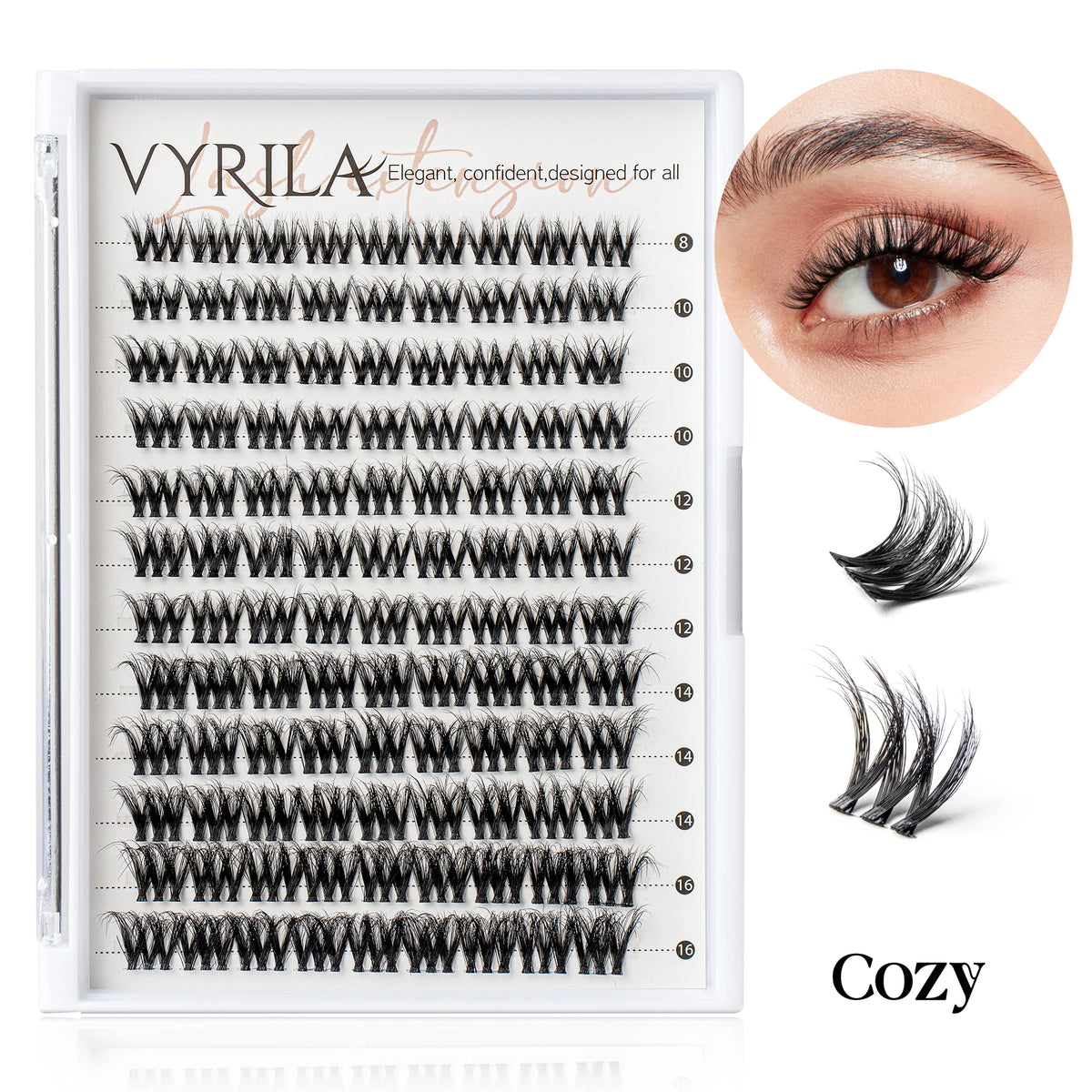 VYRILA C Curl 3D Wispy DIY Eyelash Extensions - Reusable & Natural Look