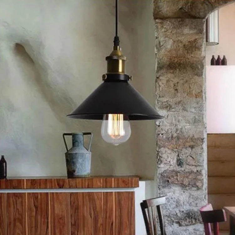 Vintage Industrial Black Pendant Light - Modern Attic Lamp