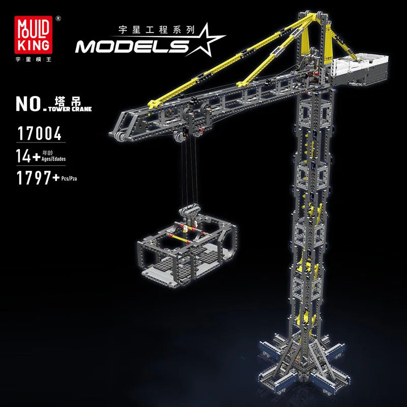 MOULD KING 17004 Remote Control Tower Crane Building Blocks Set