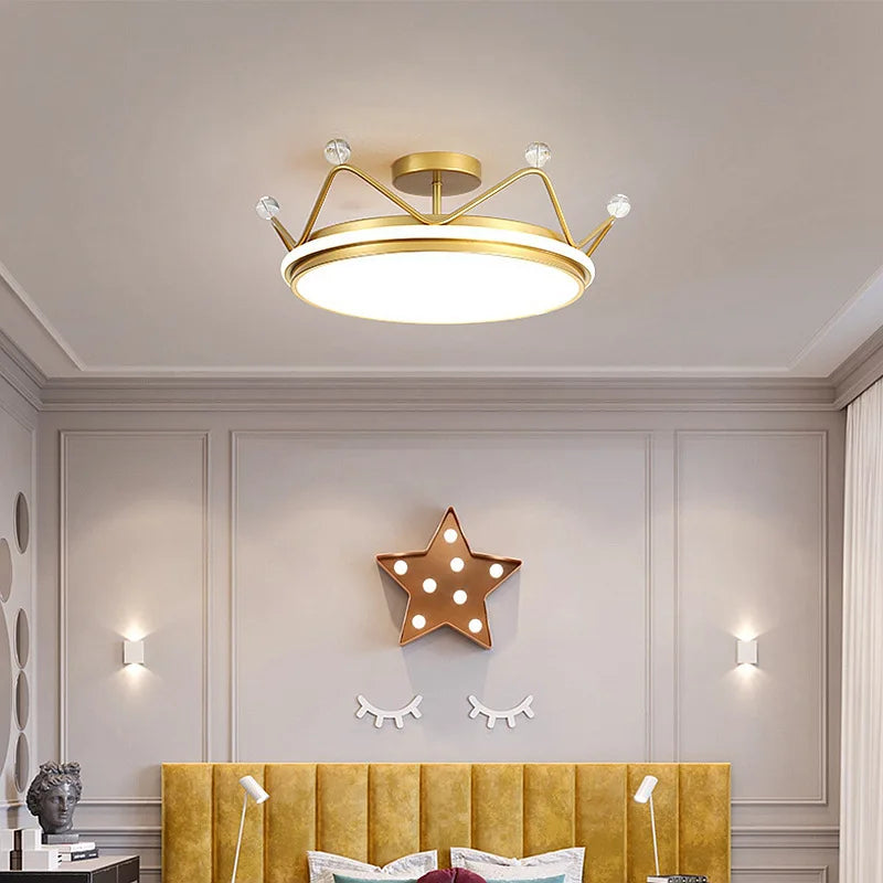 Nordic LED Ceiling Lamp - Modern Gold-Pink Design for Kids' Rooms
