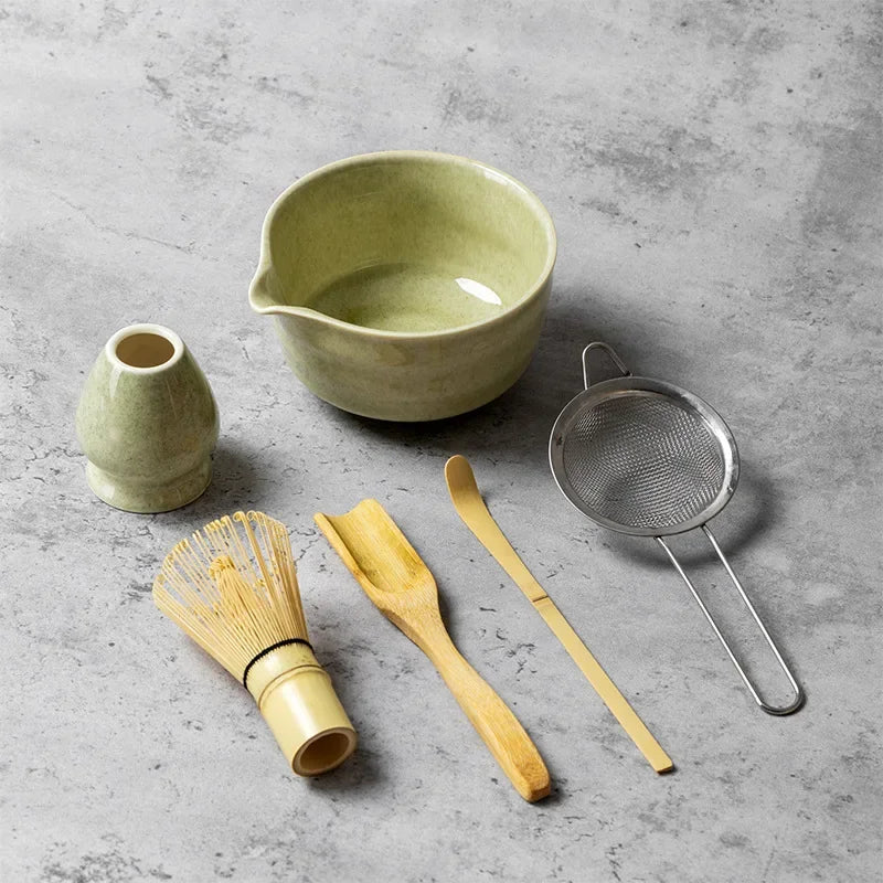 Authentic 4/5/6PCS Matcha Bamboo Whisk & Bowl Set - Perfect Tea Making Tools