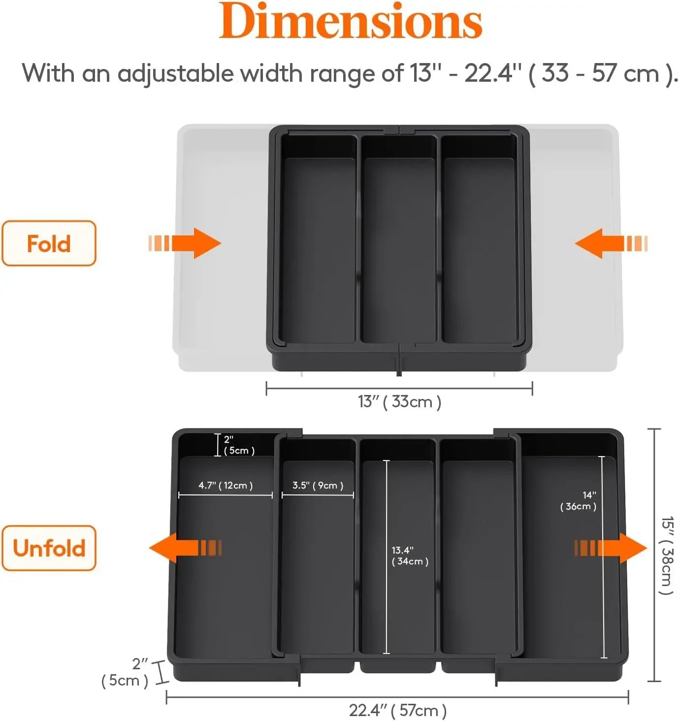 Adjustable Kitchen Utensil Tray - Expandable Silverware Organizer