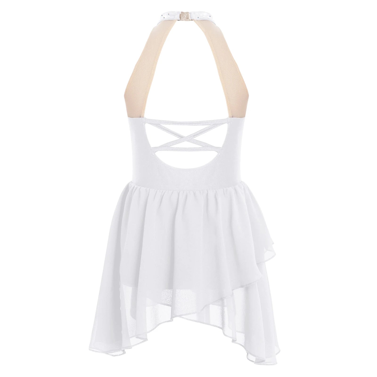 Rhinestone Dance Dress for Girls - Sleeveless Gymnastics Leotard