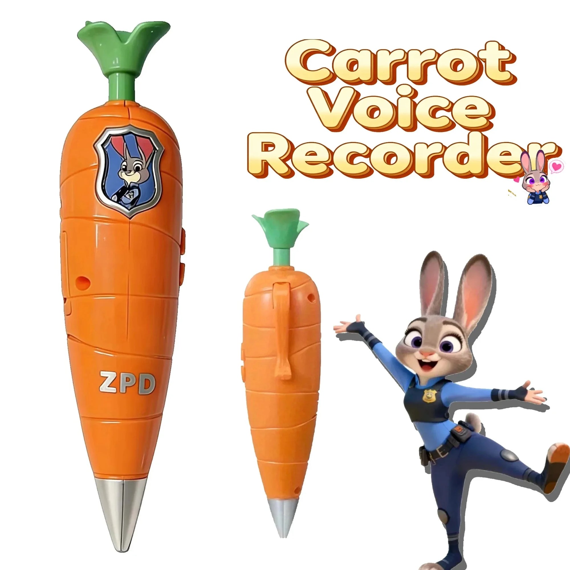 Creative Zootopia Carrot Voice Recorder Pen - Fun Kids Ballpoint Pen