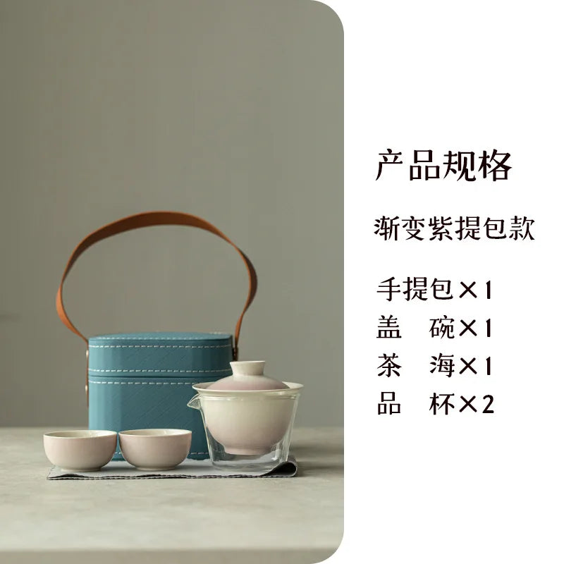 Vibrant Handmade Teaware Set for Outdoor Adventures - Portable & Stylish